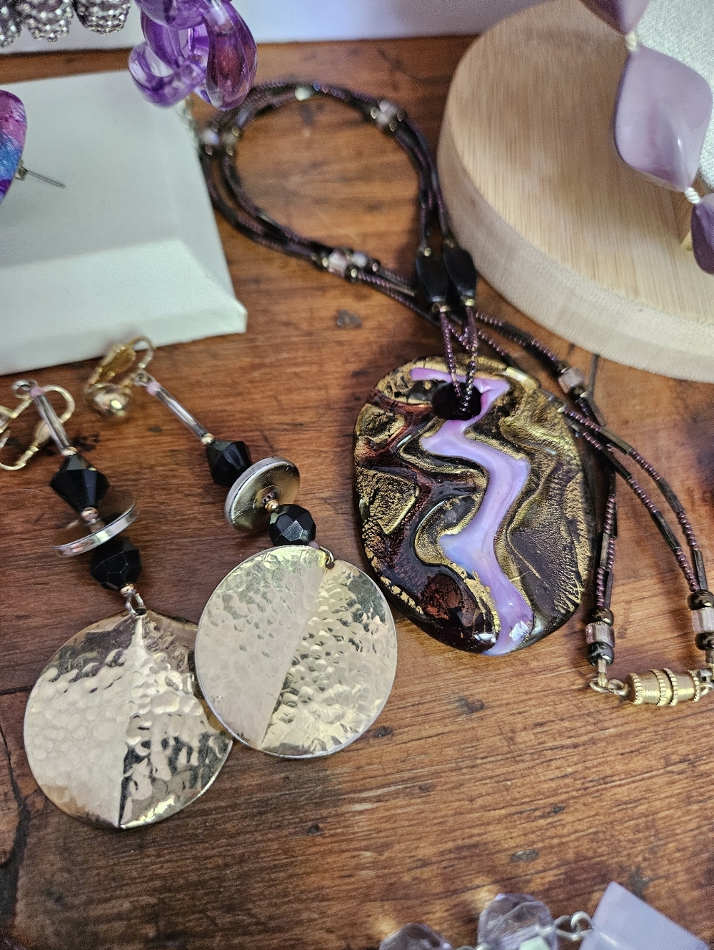 Large Purple Estate Jewelry Lot Vintage To Modern Assorted Wearable Violet - Picture 10 of 15